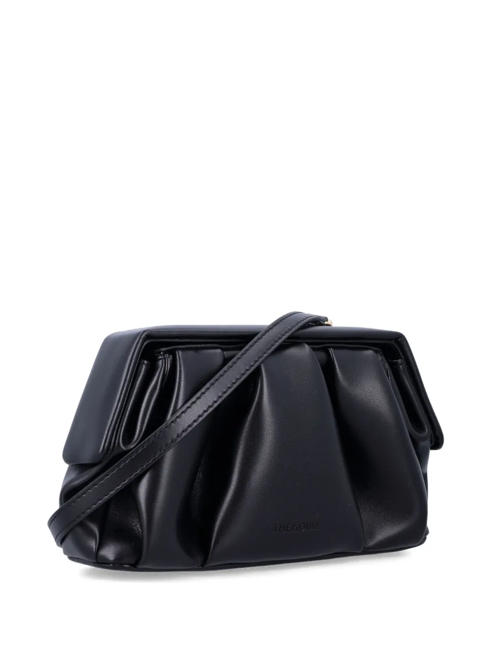 Themoirè Athena gesmockte clutch Zwart