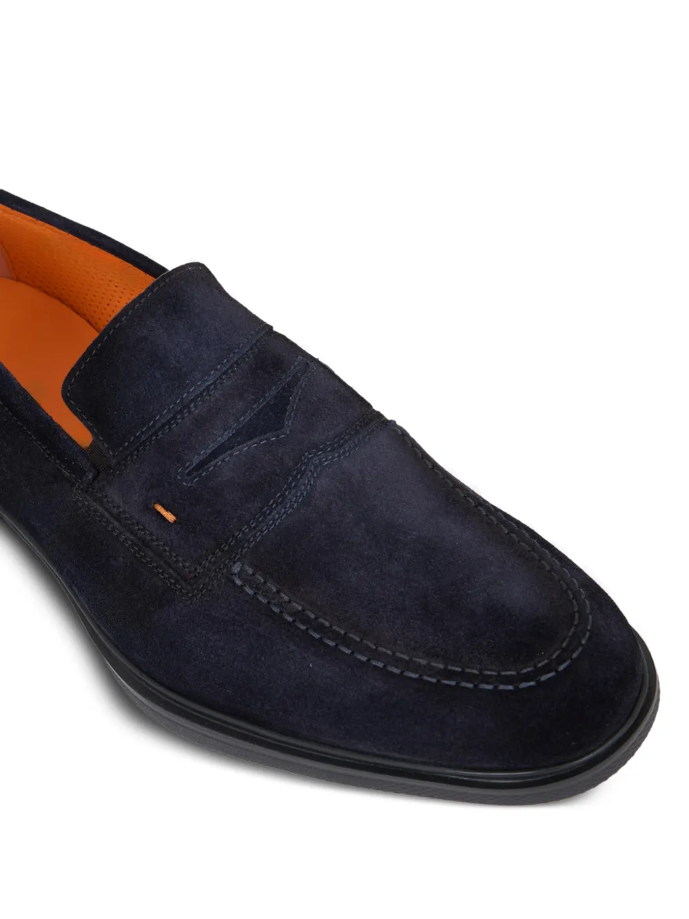 Santoni Suède loafers met blokhak Blauw
