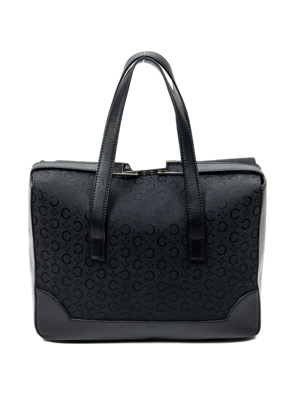 Celine Pre-Owned Fold-Top print leather tote bag - Nero