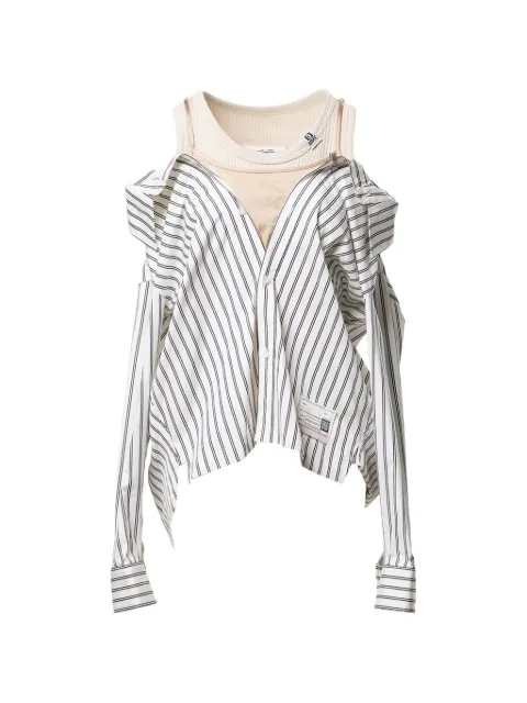 Maison MIHARA YASUHIRO striped cold-shoulder shirt