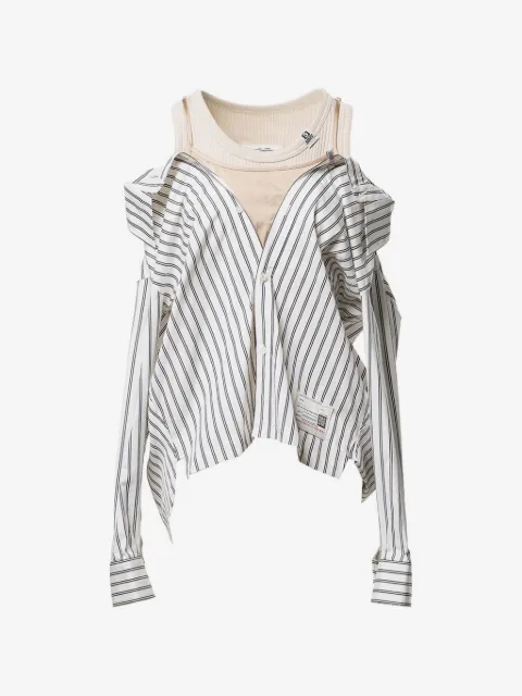 Maison MIHARA YASUHIRO striped cold-shoulder shirt