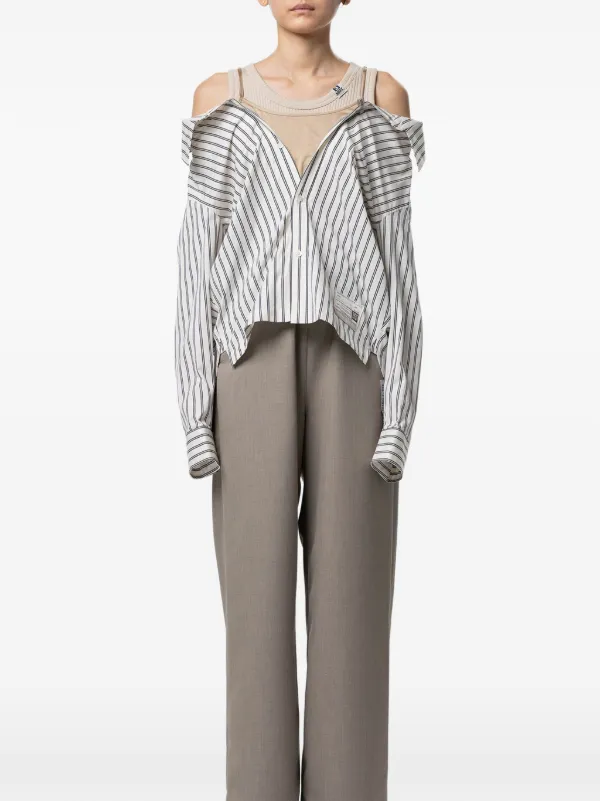MHR様 Maison MIHARA YASUHIRO Striped cold-shoulder Shirt | White