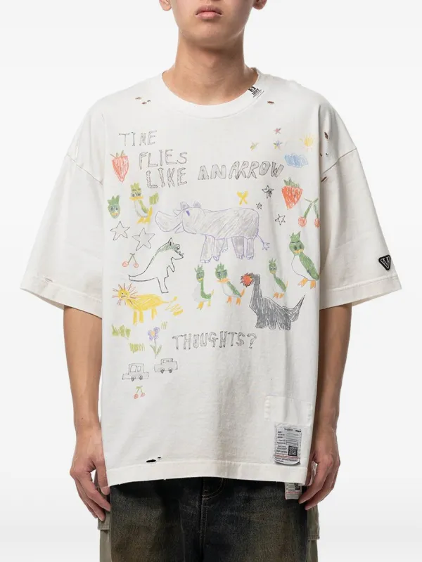 Maison MIHARA YASUHIRO ダメージ グラフィック Tシャツ | ホワイト