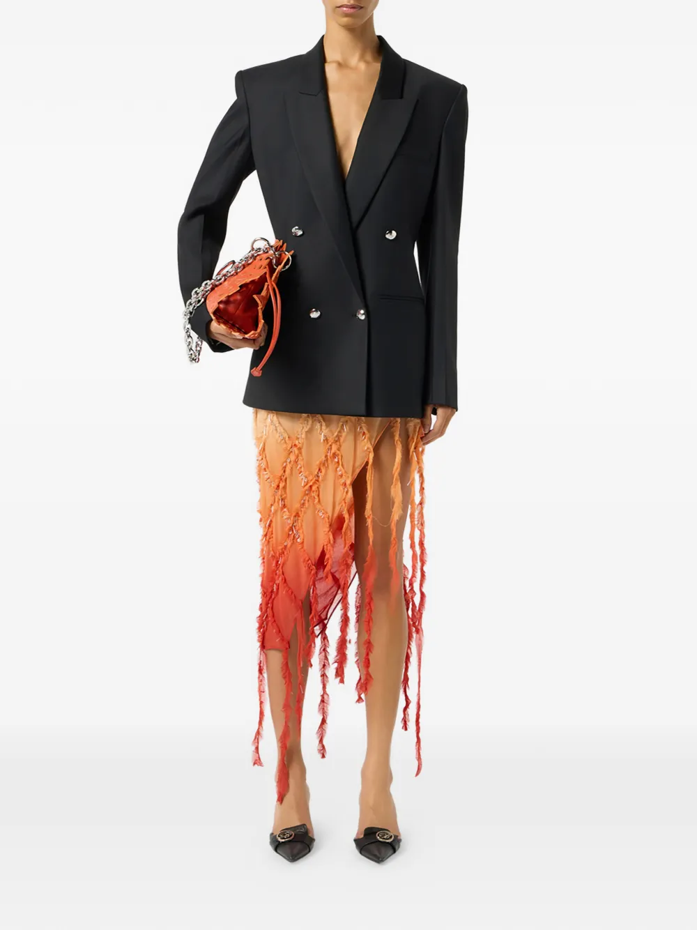 Asymmetrical Fringed Skirt