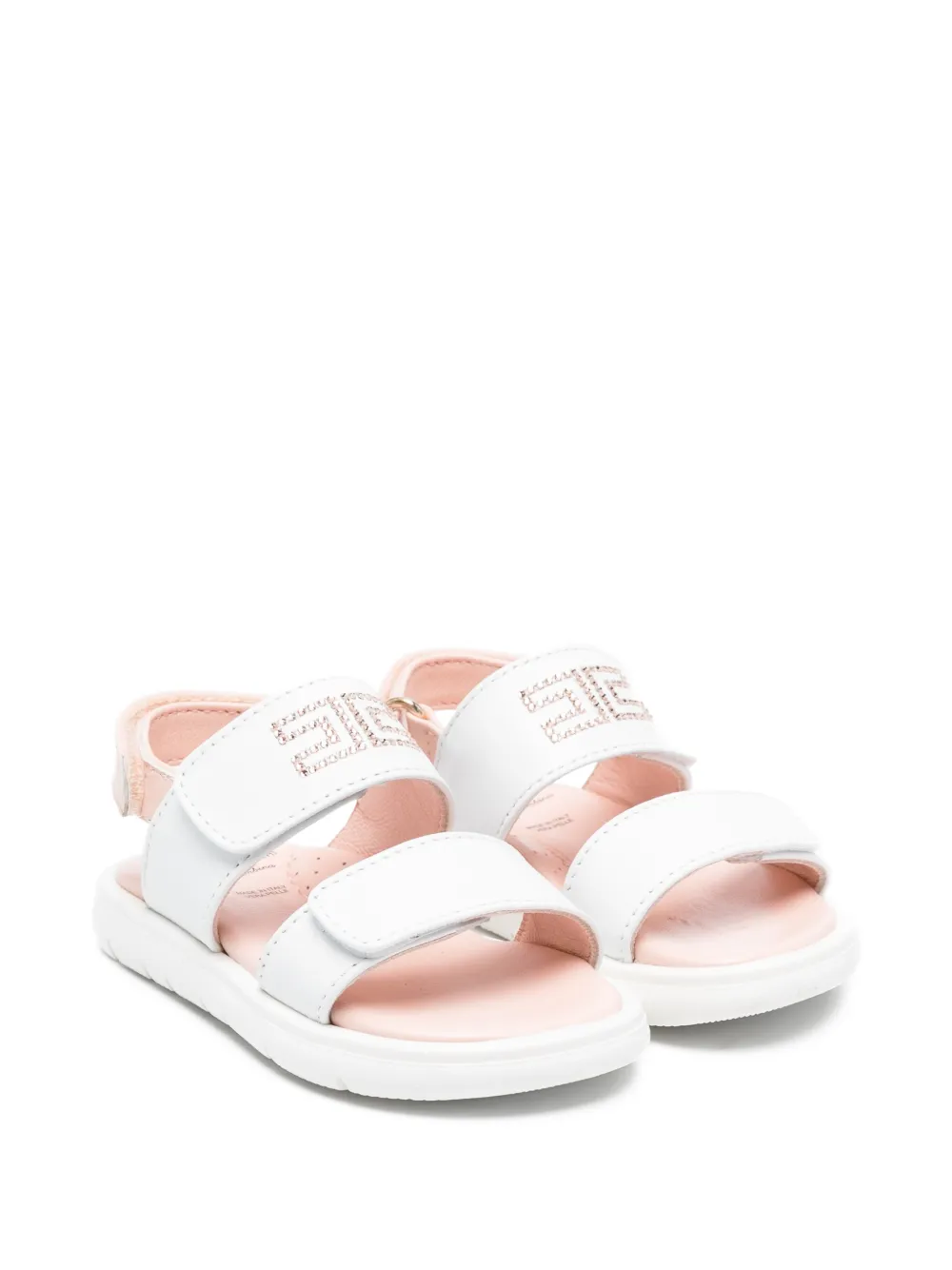 Elisabetta Franchi La Mia Bambina logo-strap sandals Wit