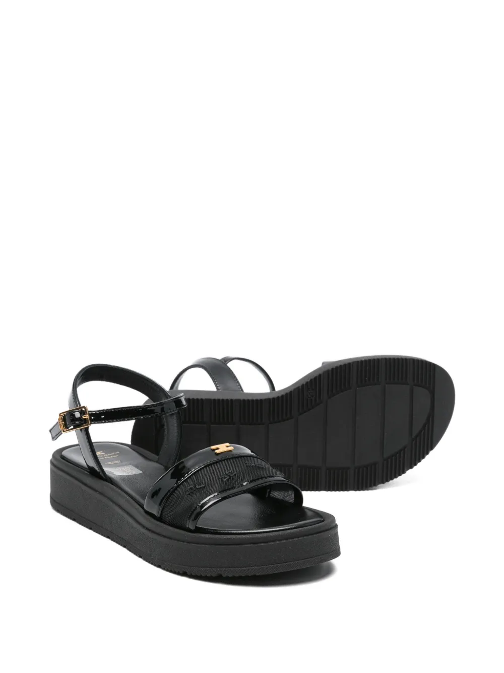 Elisabetta Franchi La Mia Bambina logo-strap open-toe sandals Zwart