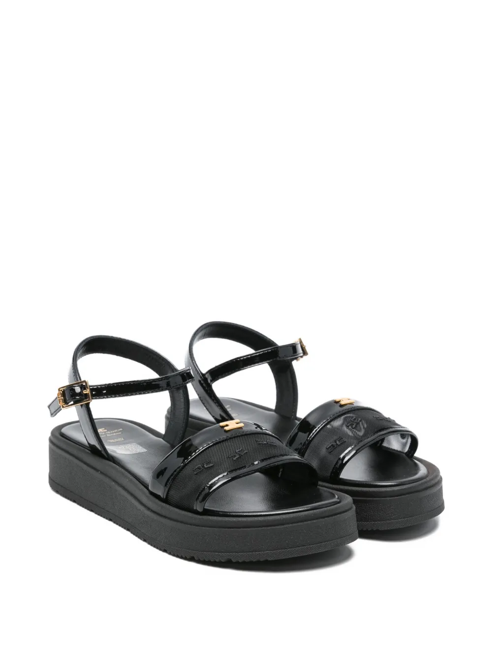 Elisabetta Franchi La Mia Bambina logo-strap open-toe sandals - Nero