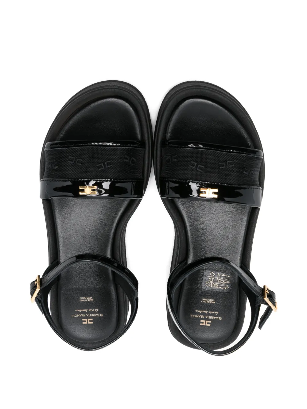 Elisabetta Franchi La Mia Bambina logo-strap open-toe sandals Zwart