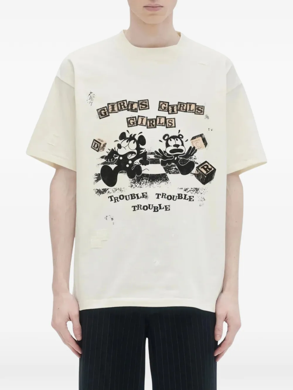 DOMREBEL Girlies T-shirt met grafische print Beige