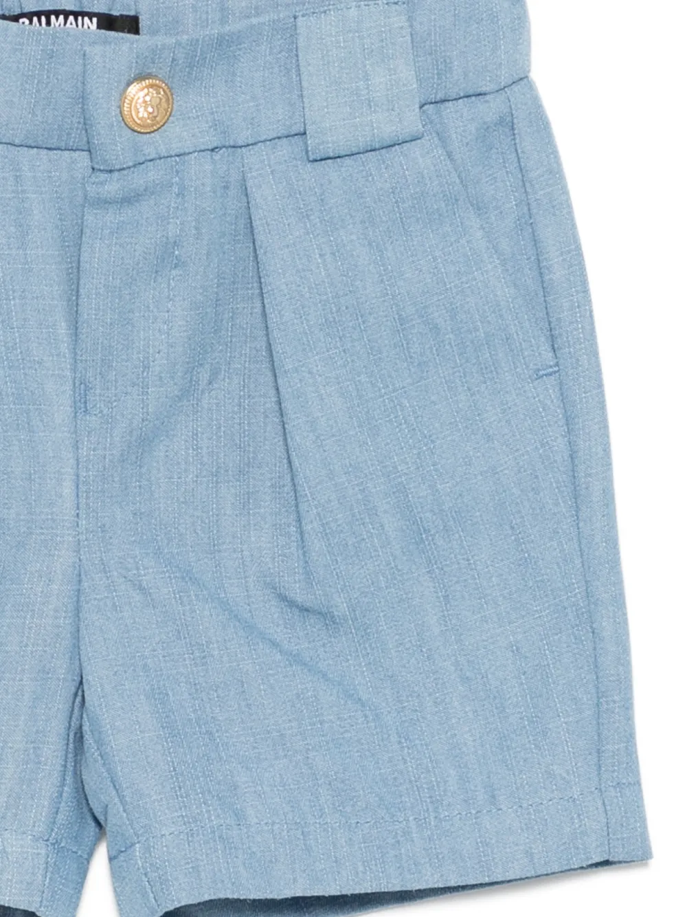 Balmain Kids Geplooide shorts Blauw