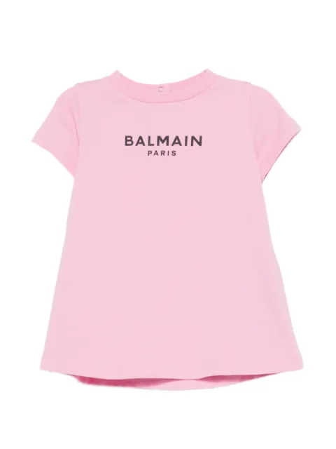 Balmain Kids vestido con detalle del logo