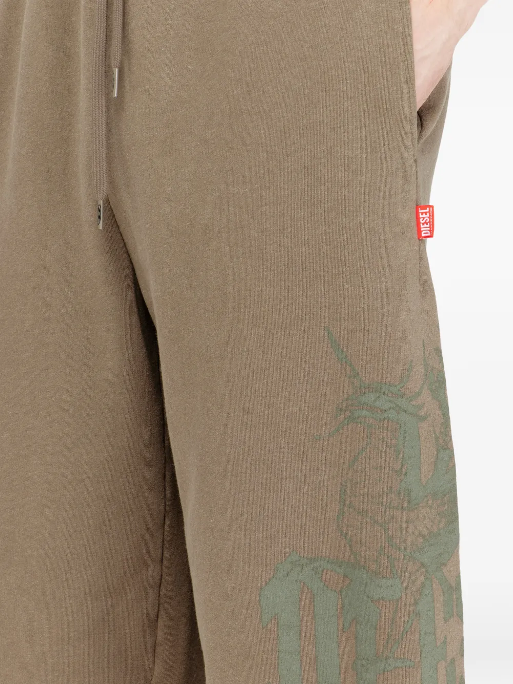 Diesel P-From shorts met trekkoord en print Beige