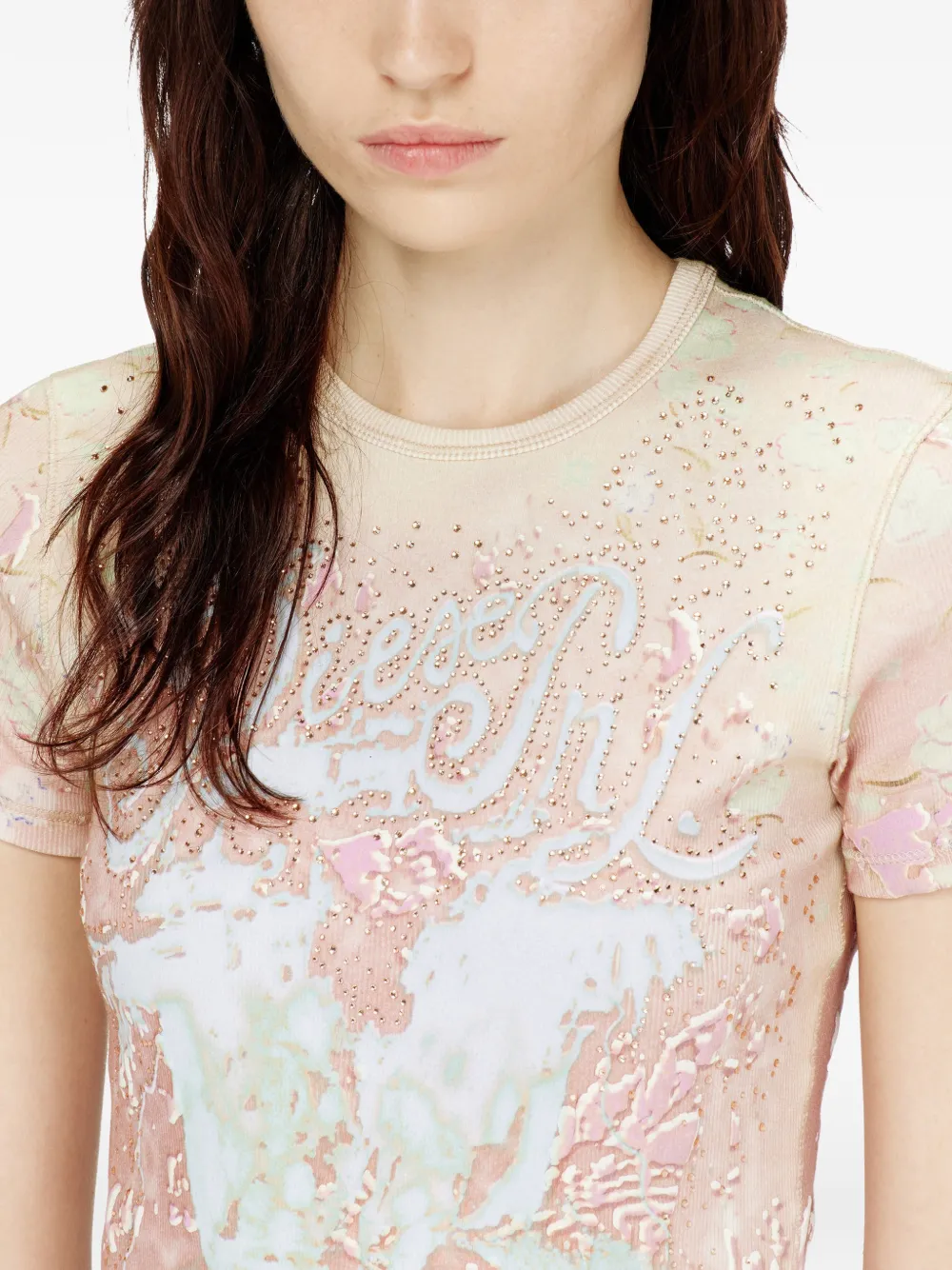 Diesel Verfraaid T-shirt Roze