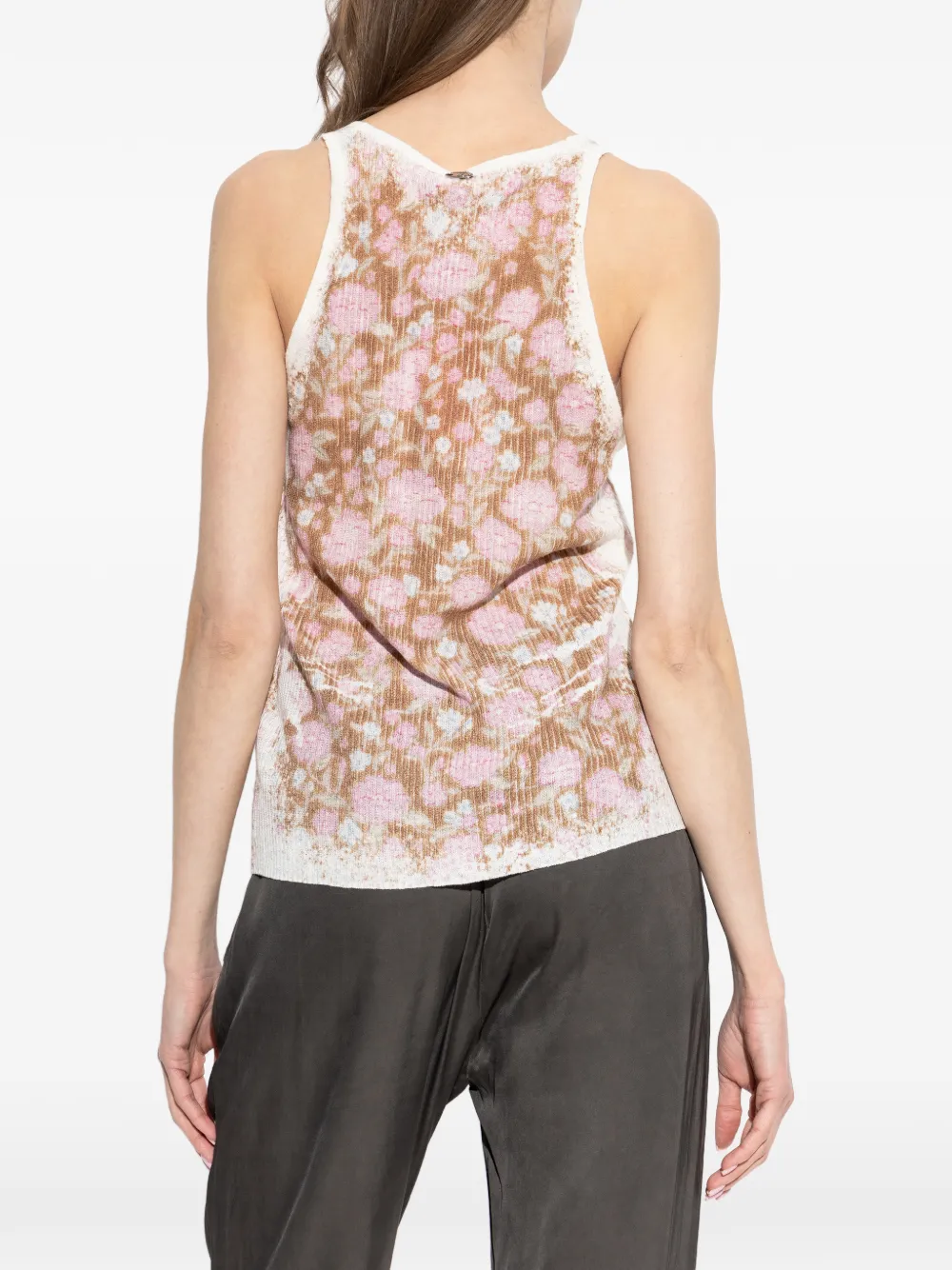 Diesel Top met bloemenprint en V-hals Roze