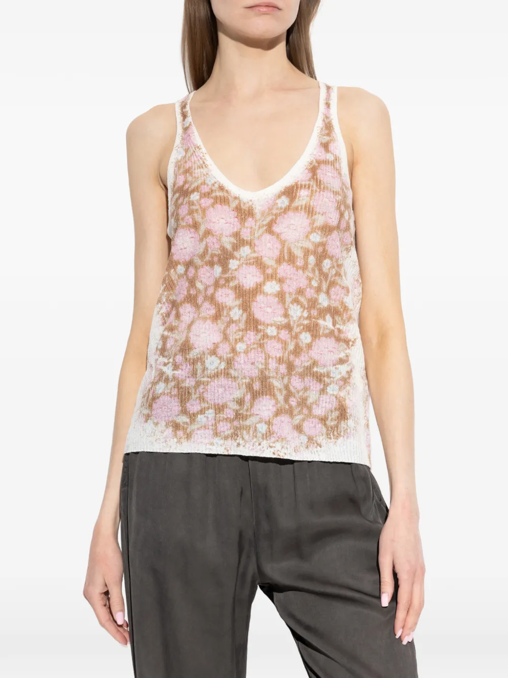  Diesel Floral V-neck Top - Pink 