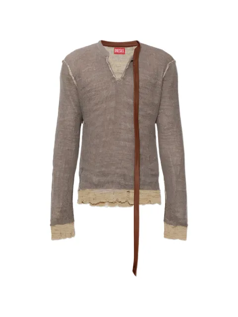 Diesel K-Daianeris frayed V-neck sweater