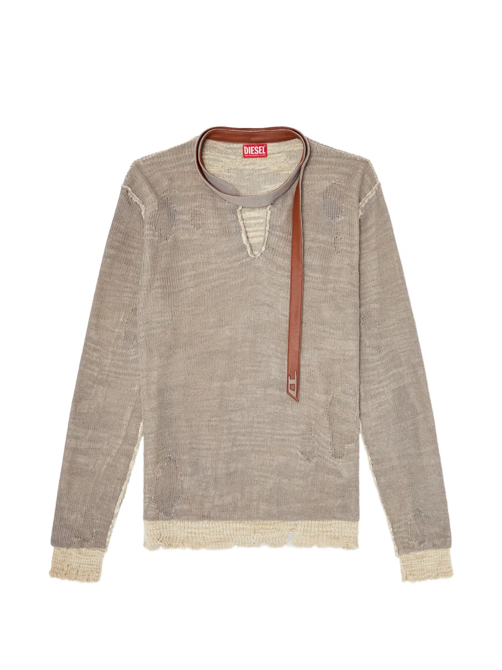 Diesel K-Daianeris frayed V-neck sweater - Toni neutri