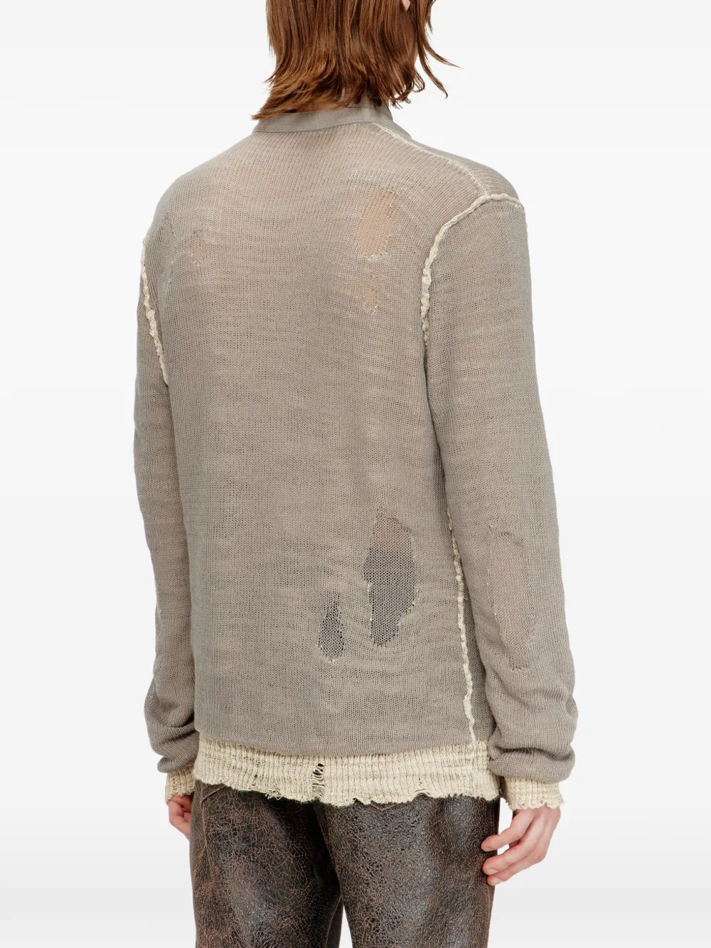 Diesel K-Daianeris trui met franje en V-hals Beige
