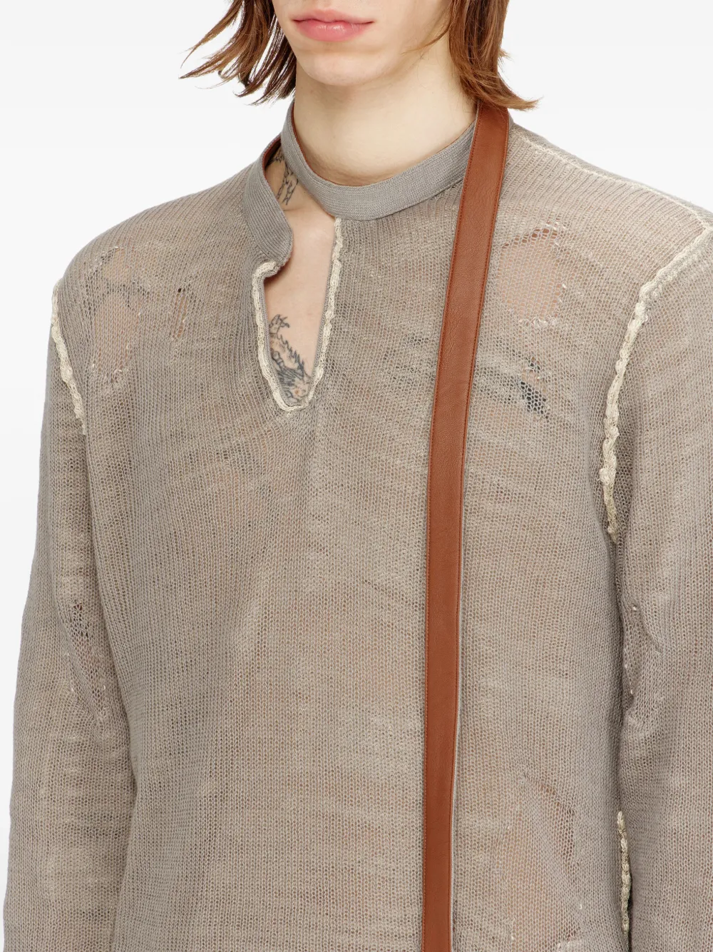 Diesel K-Daianeris trui met franje en V-hals Beige