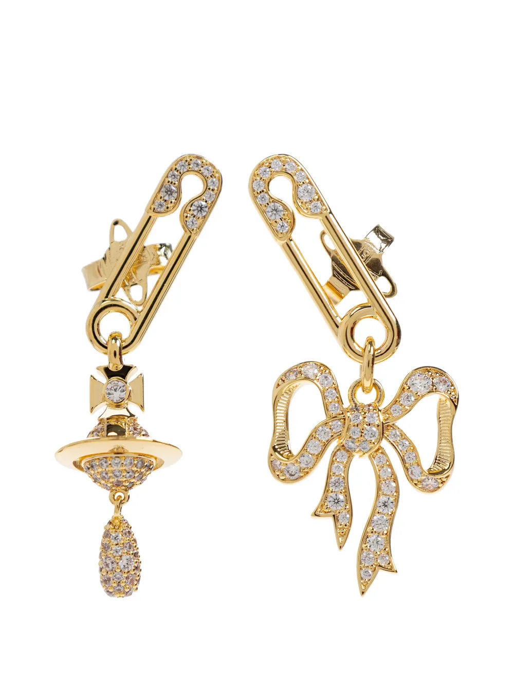 Vivienne Westwood safety-pin bow-pendant earrings - Oro