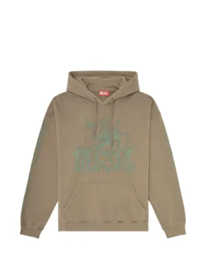MM6 Maison Margiela numbers-embroidered Fleece Hoodie | Brown