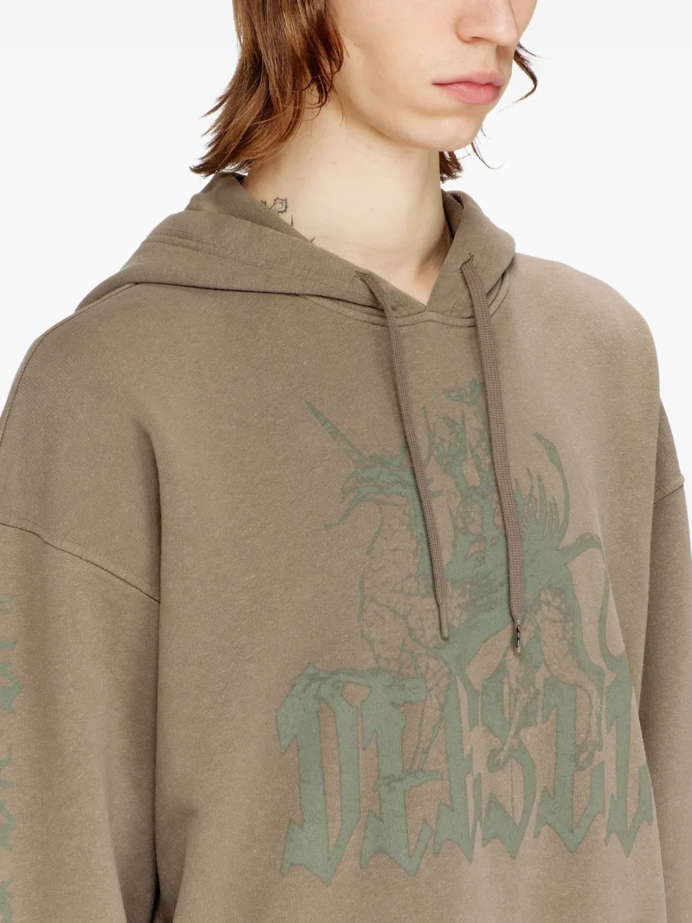 Diesel S-Griffon hoodie met grafische print Bruin