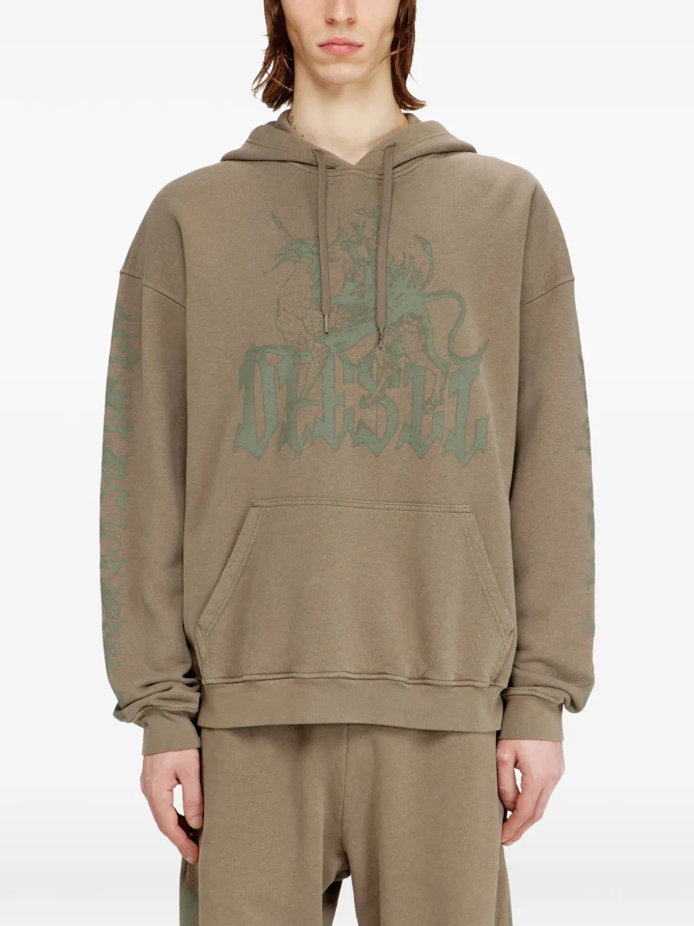 Diesel S-Griffon hoodie met grafische print Bruin