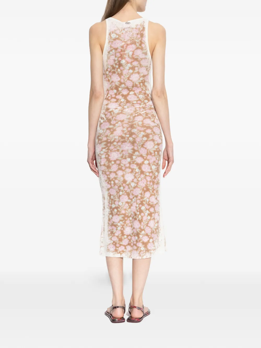 Diesel M-Blom jurk met bloemenprint Beige
