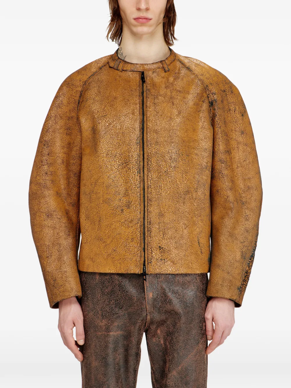  Diesel L-nuri Leather Jacket - Brown 