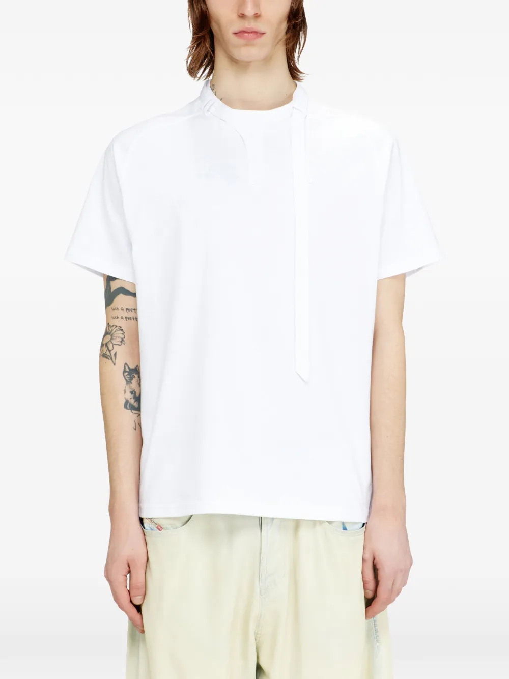 Diesel T-Kauko T-shirt met gestrikte hals Wit