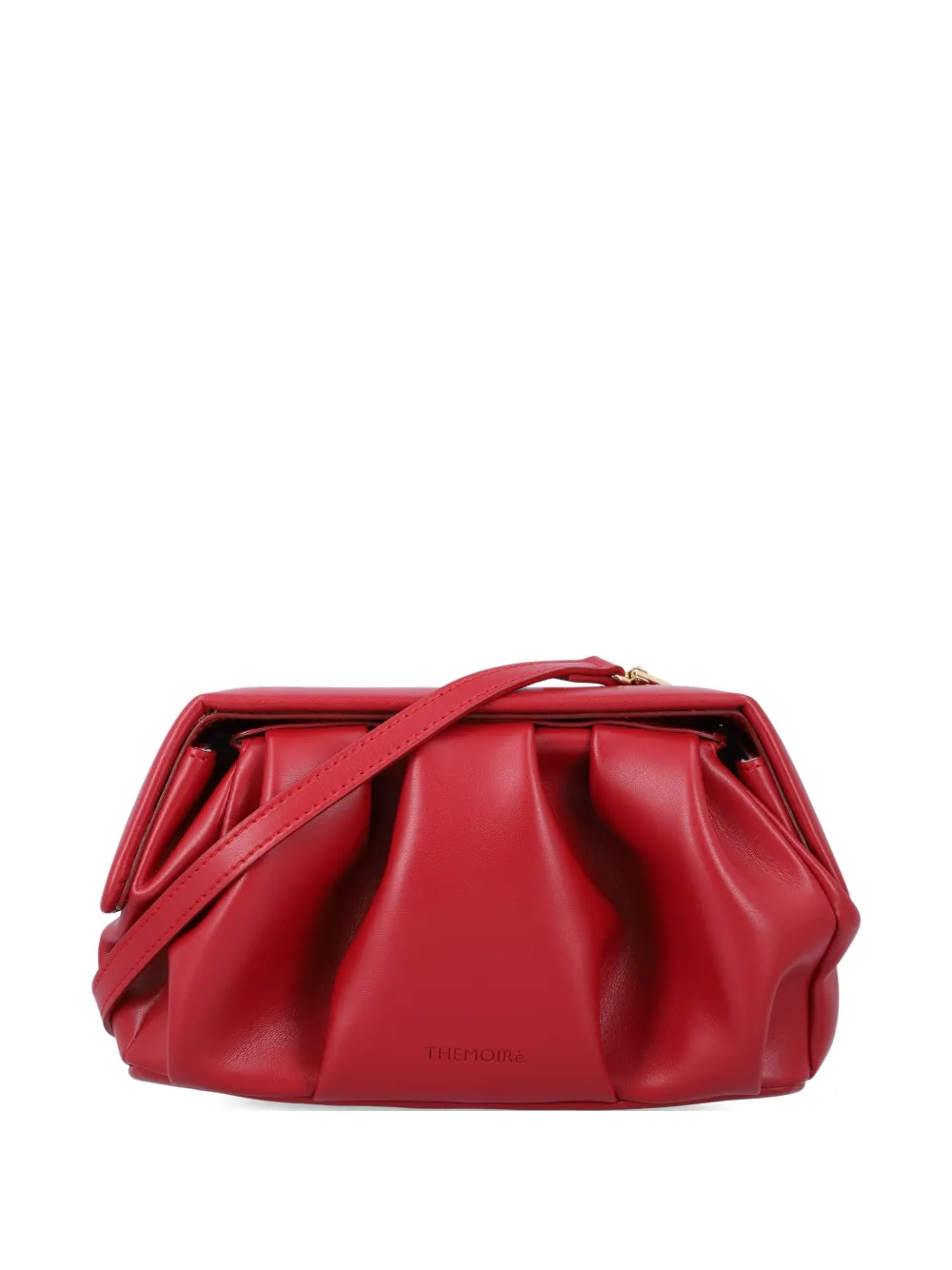 Themoirè Athena ruched clutch bag - Rosso