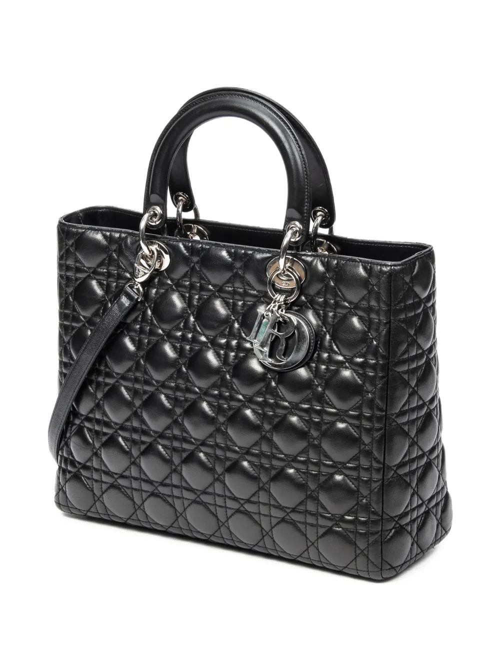  Christian Dior Pre-owned Quilted Leather Tote Bag - Black 