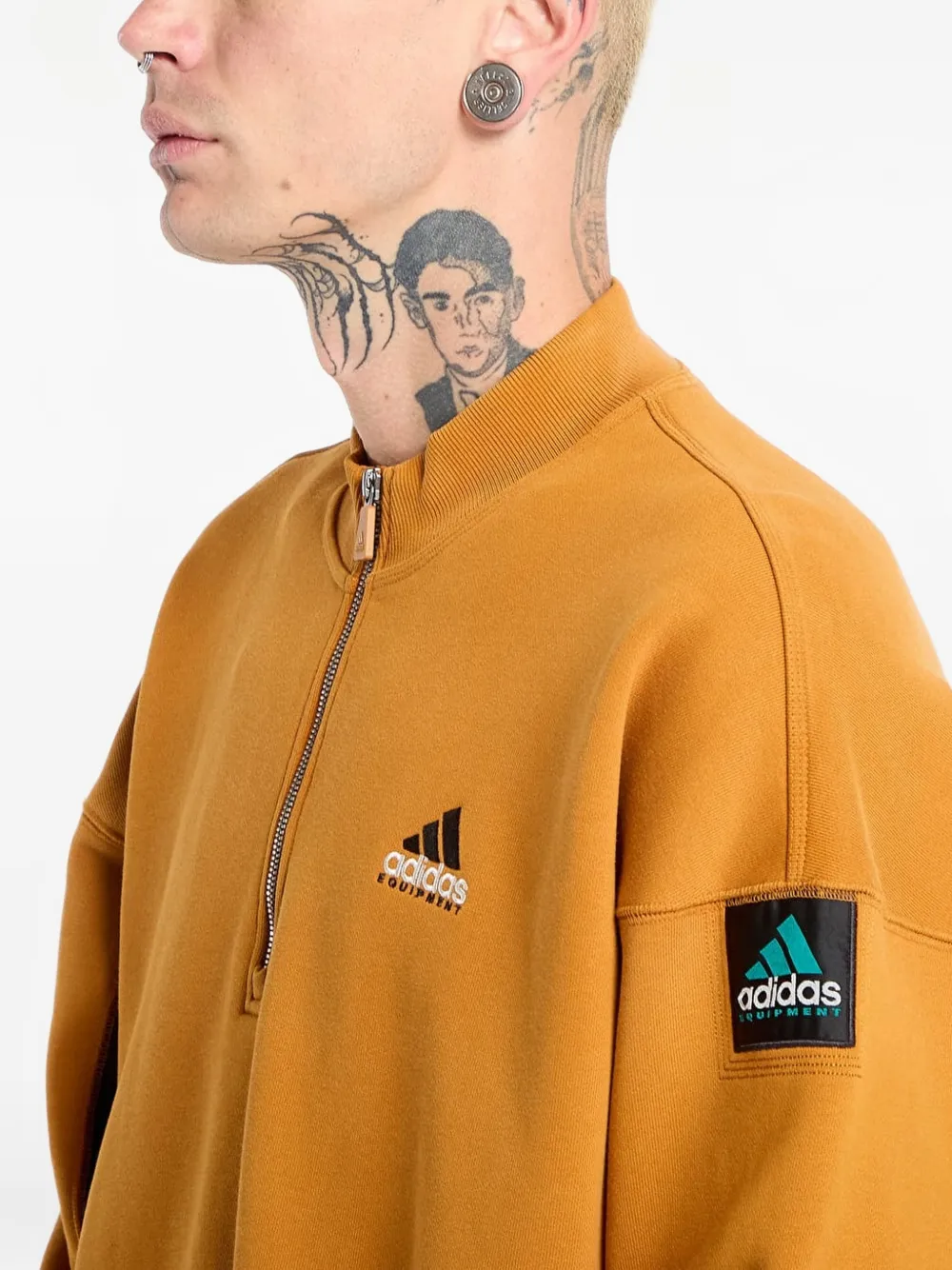 adidas Sweater met halve rits Bruin