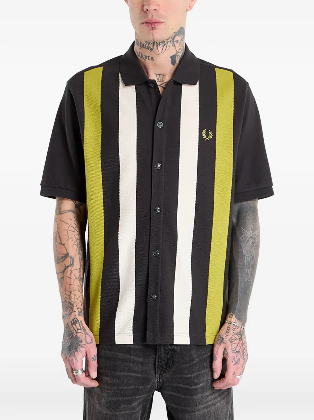  Fred Perry Striped Shirt - Grey 