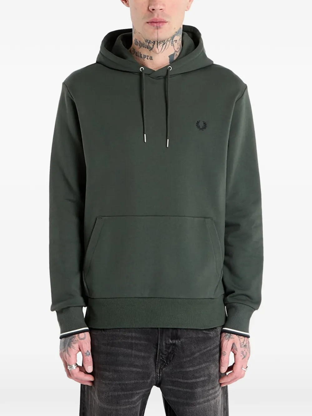 Fred Perry Hoodie met logodetail Groen