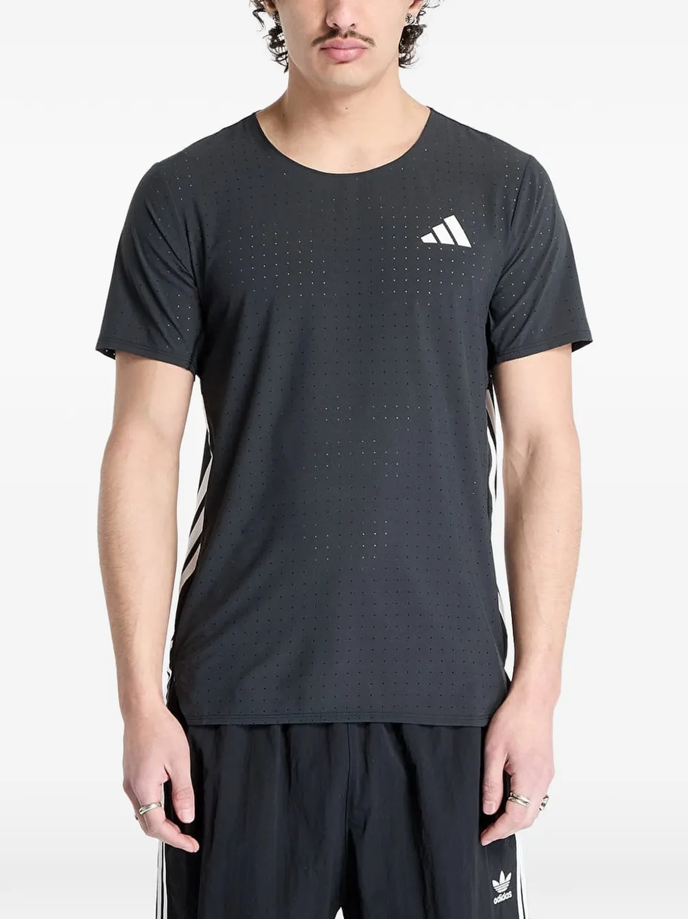 adidas Adizero T-shirt met geperforeerde details Zwart