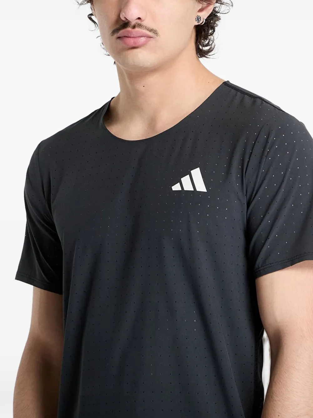 adidas Adizero T-shirt met geperforeerde details Zwart