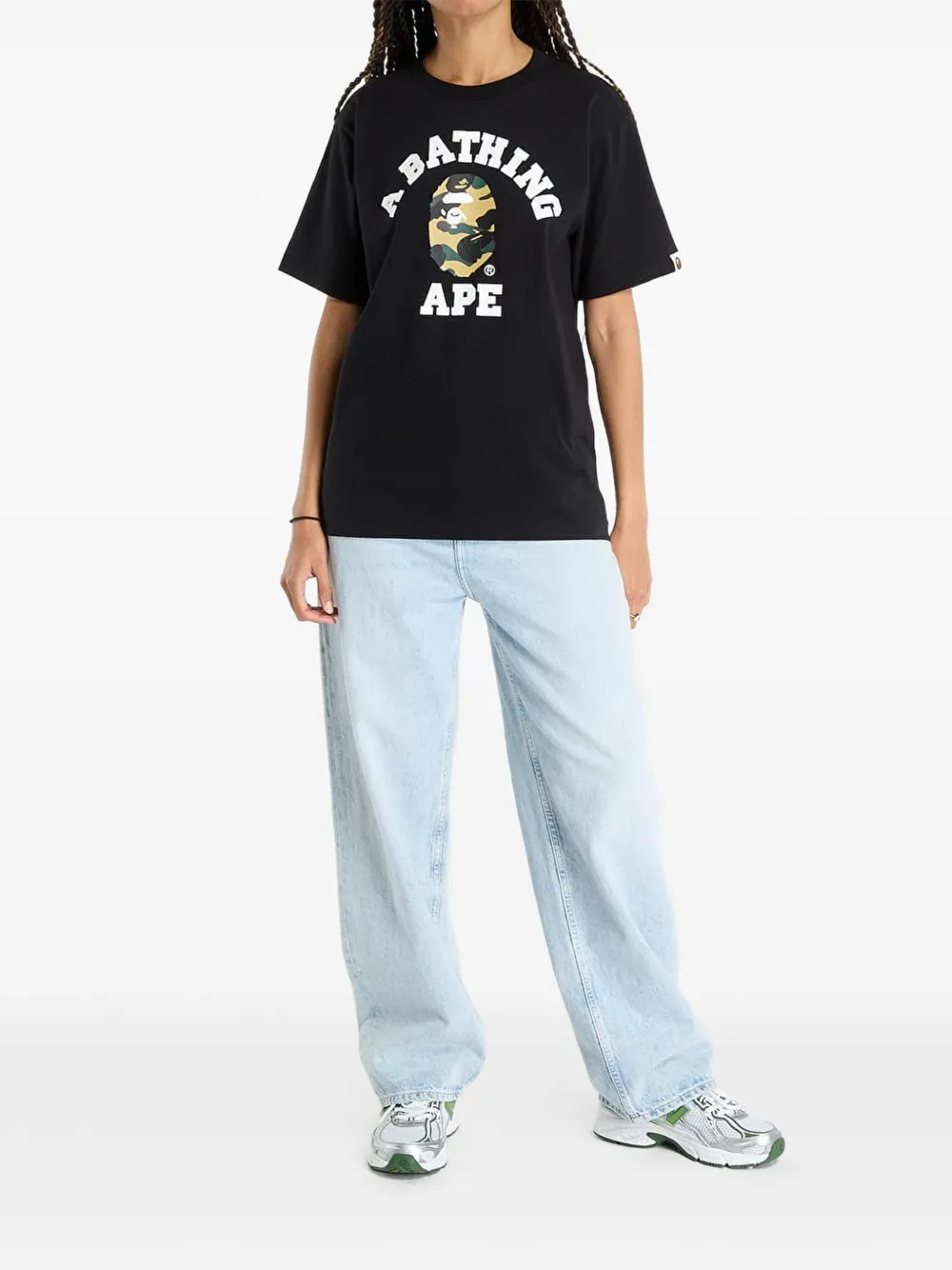 A BATHING APE 1St Camo College T-shirt met print Zwart