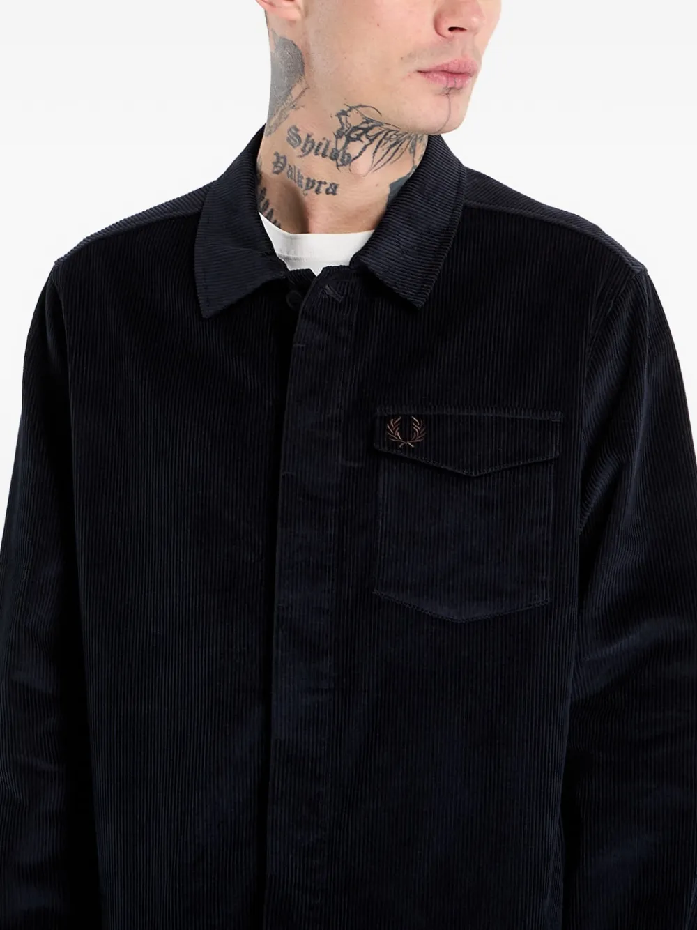 Fred Perry Ribfluweel shirtjack Blauw
