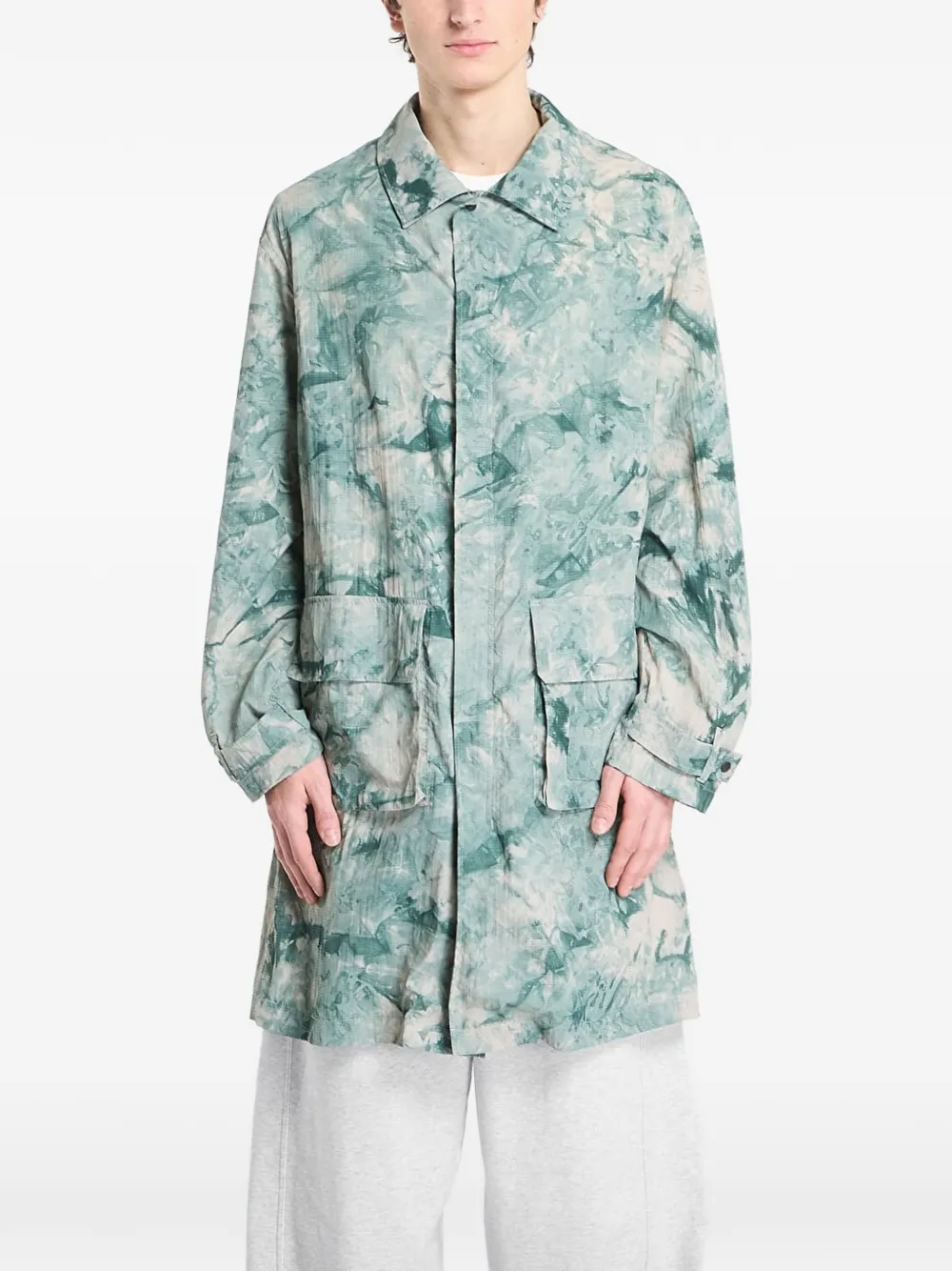 Y-3 Aop Hooded Parka - Green 