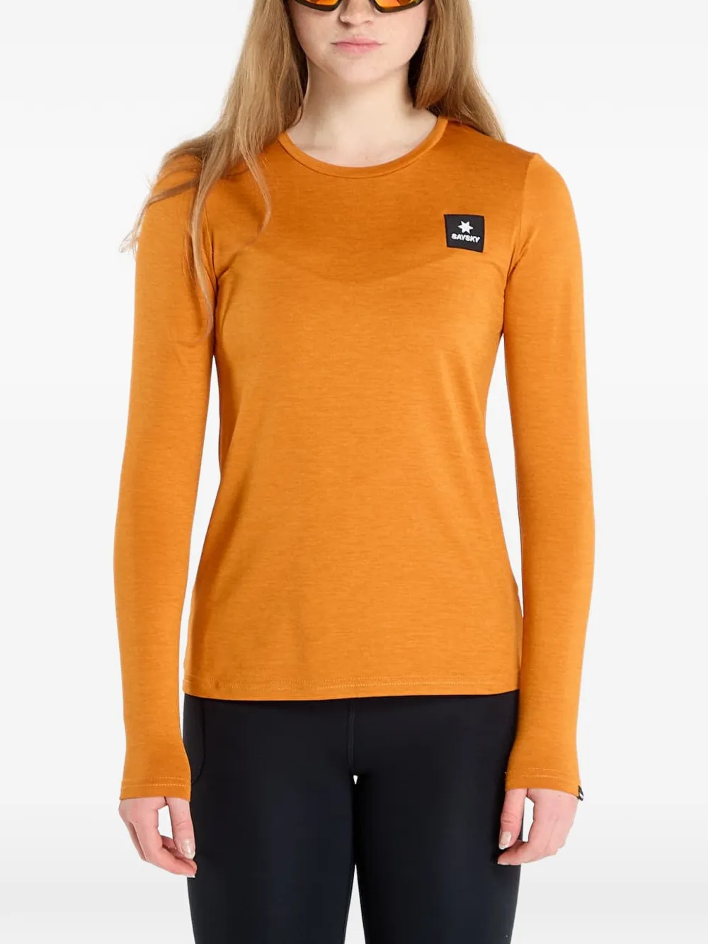 SAYSKY reflective logo long-sleeve T-shirt - Arancione