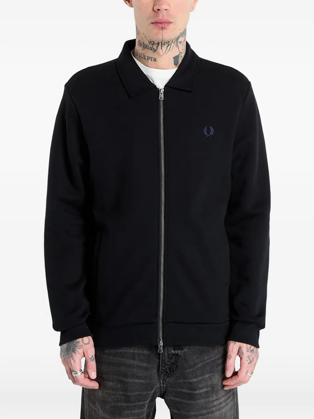 Fred Perry Zip Collared Sweater | Black | FARFETCH ZA