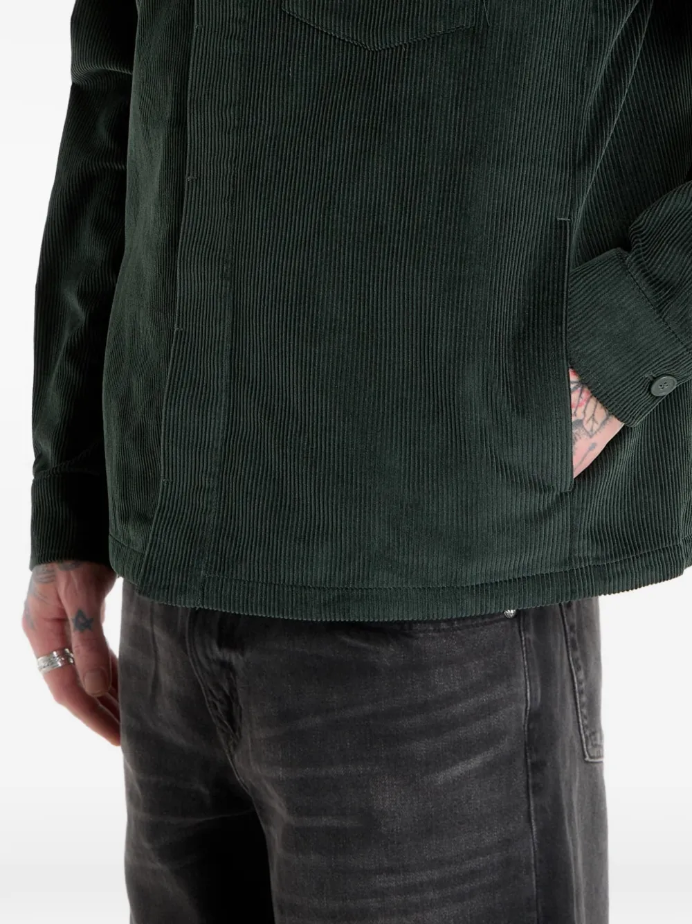 Fred Perry Ribfluwelen overhemd met borstzak Groen