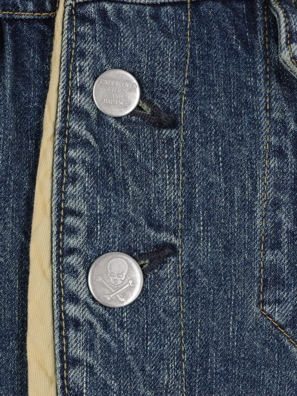 Undercover Gerafeld denim jack met contrasterende afwerking Blauw