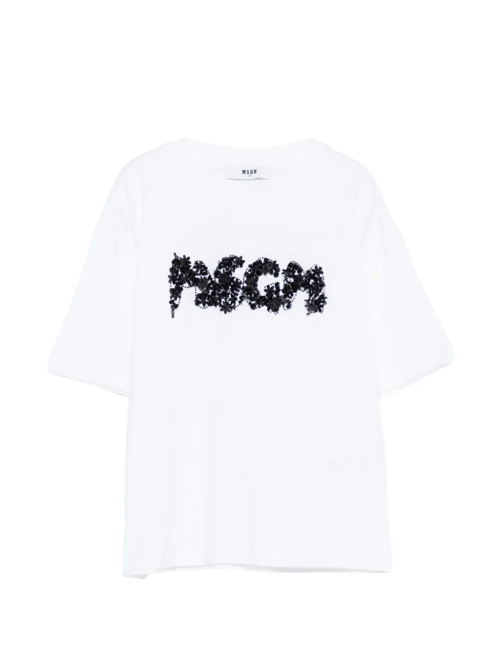 MSGM Kids floral crewneck T-shirt - Bianco