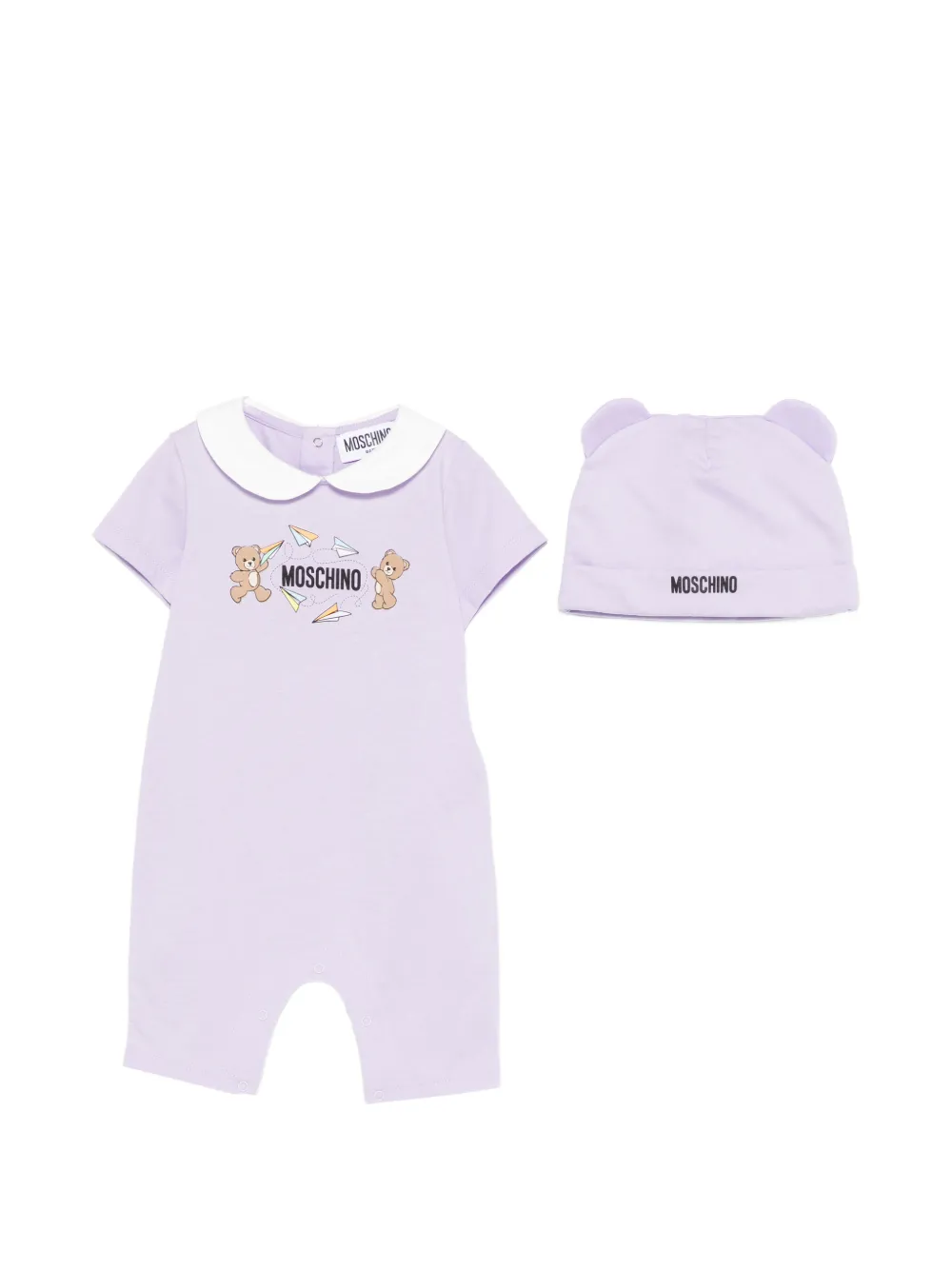 Moschino Kids peter-pan-collar babygrow set - Violett