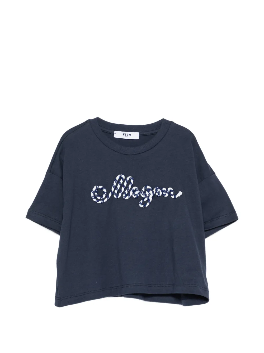 MSGM Kids embroidered T-shirt - Blu