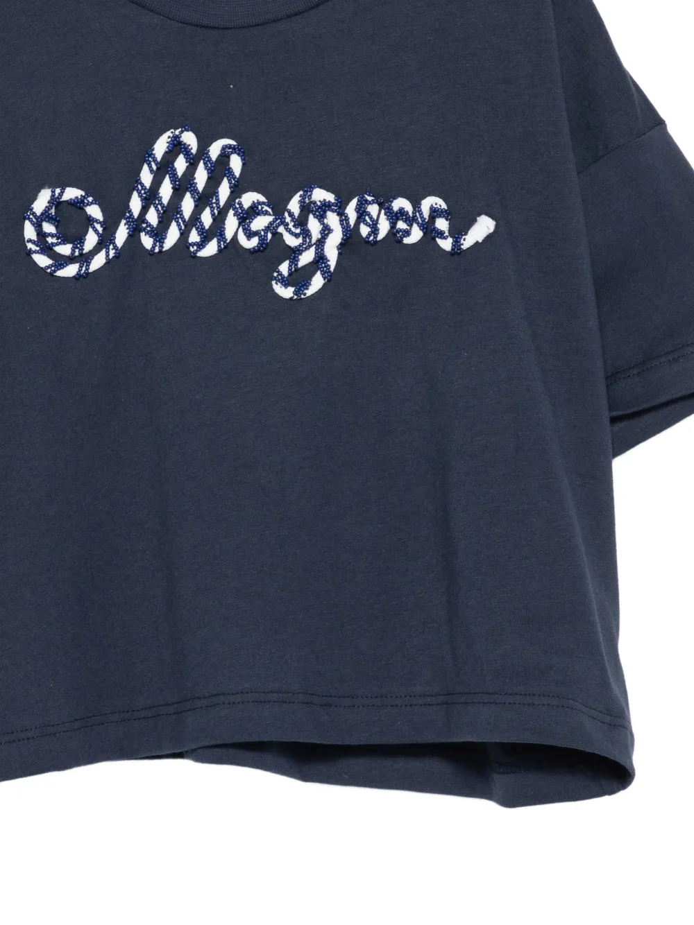  Msgm Kids Camiseta Bordada - Azul 
