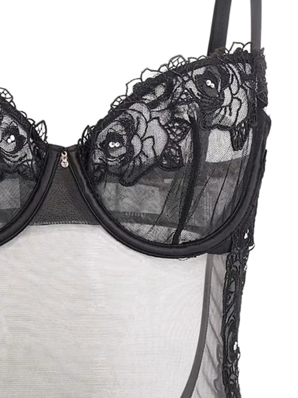 GUESS USA Lea body met bloemenkant Zwart