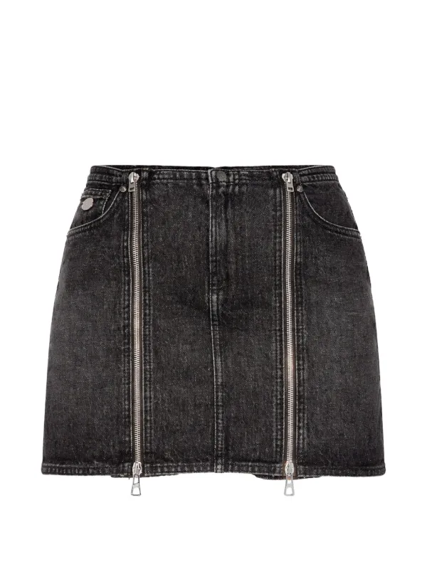 Jean Paul Gaultier Denim Zipped Mini Skirt in Black